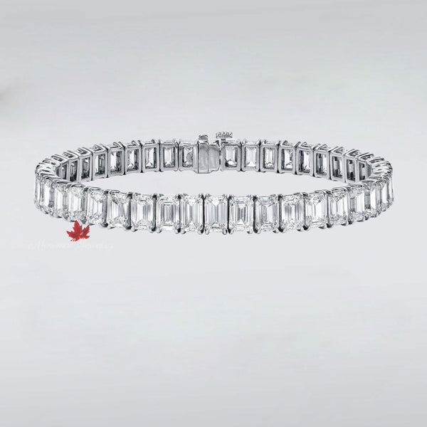 Emerald Moissanite tennis bracelet,14k solid yellow,rose,white gold tennis bracelet,eternity moissanite bracelet,lab diamond tennis bracelet