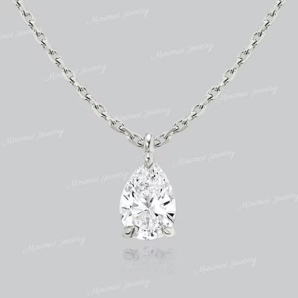 Pear shaped moissanite pendant 14k/18k solid gold chain necklace solitaire moissanite necklace tear drop necklace rose gold necklace