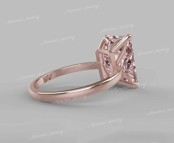 10 CT Radiant morganite engagement ring rose gold morganite ring pink morganite solitaire ring large morganite wedding ring cocktail ring
