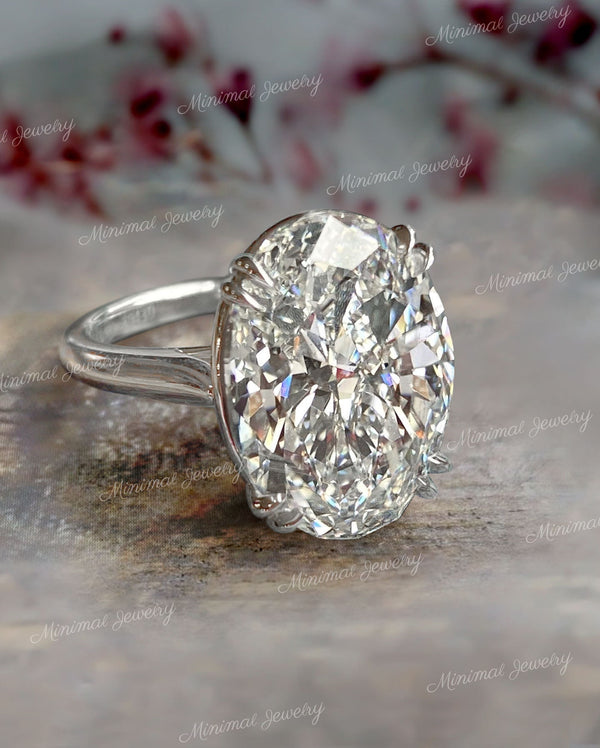 7.5 CT Oval cut moissanite engagement ring,double claw prong Cathedral,celebrity style,big large moissanite oval solitaire ring,wedding ring