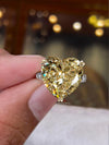 16 CT canary yellow moissanite sapphire heart shaped engagement ring celebrity style large cocktail yellow diamond ring big wedding ring