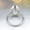 6 CT pear shaped engagement ring,moissanite three stone ring,unique large pear cut engagement ring,white gold diamond wedding ring,women