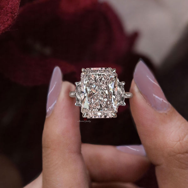 13CT Radiant Cut Moissanite Engagement Ring Large Three Stone Statement Wedding Ring for Women big diamond Cocktail Ring Anniversary Gift