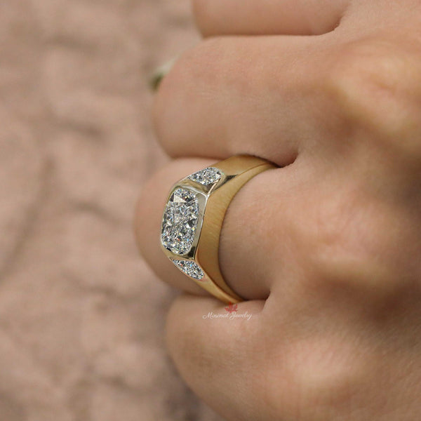 mens Moissanite ring unique mens wedding band bezel set 14k gold wedding ring promise ring gift for himmale rings for men moissanite band