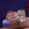 17.5CT cushion cut Moissanite engagement ring Three stone engagement ring Large moissanite diamond cocktail ring big stone ring wedding ring
