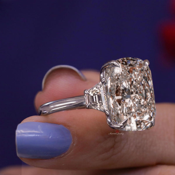 17.5CT cushion cut Moissanite engagement ring Three stone engagement ring Large moissanite diamond cocktail ring big stone ring wedding ring