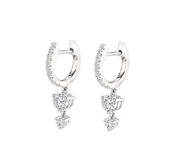 Diamond huggie hoop earrings with charm,14k solid gold hoops,tiny gold hoops with diamond drop dangle,diamond earrings,small diamond hoops