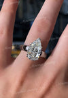 4 CT pear shaped engagement ring unique solitaire pear moissanite engagement ring Thick wide band low profile ring teardrop wedding ring