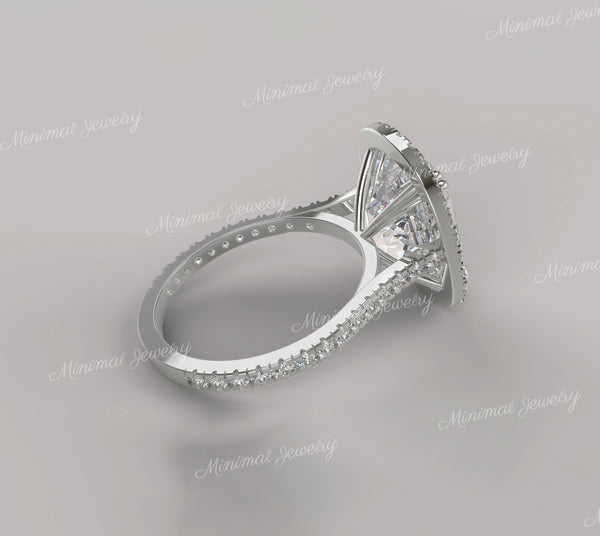 8 CT radiant cut moissanite engagement ring,cathedral Radiant halo ring,luxury celebrity style,large Radiant Moissanite wedding ring women