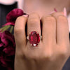 20CT Oval Ruby Engagement Ring Rose Gold large Statement Ruby Ring Unique july birthstone wedding anniversary ring for women cocktail ring