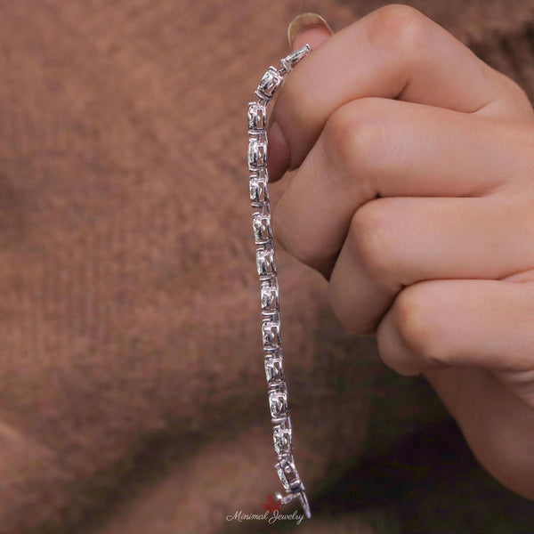 Marquise Moissanite tennis bracelet,10k/14k solid gold bracelet,luxury lab diamond tennis bracelet,3mm moissanite bracelet,wedding bracelet