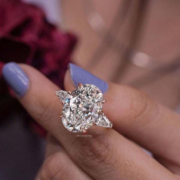 10 CT Oval moissanite engagement ring Three stone ring celebrity style kite&large oval cut moissanite Ring big diamond cocktail wedding ring