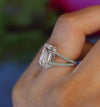 4.5 Carat Emerald cut moissanite engagement ring split shank solitaire ring unique emerald cut moissanite ring wedding ring anniversary ring