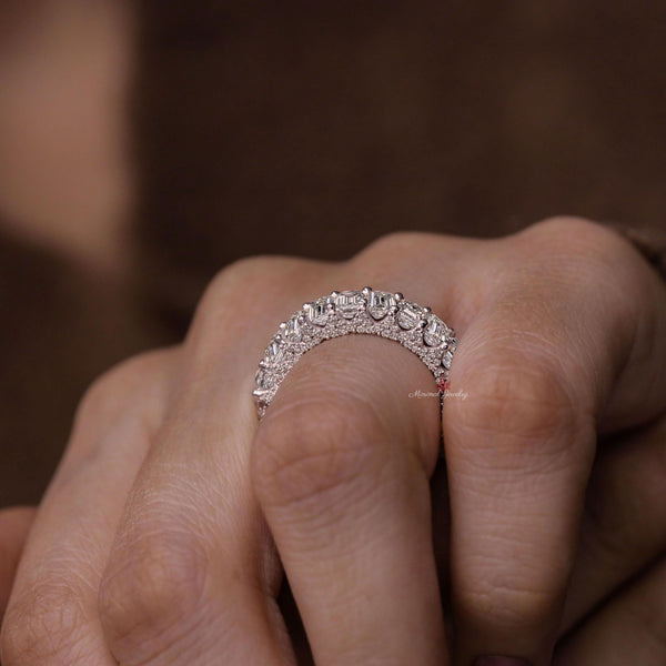 Lab Grown Diamond Eternity Ring: Emerald Cut Wedding Band, 4.64 TCW