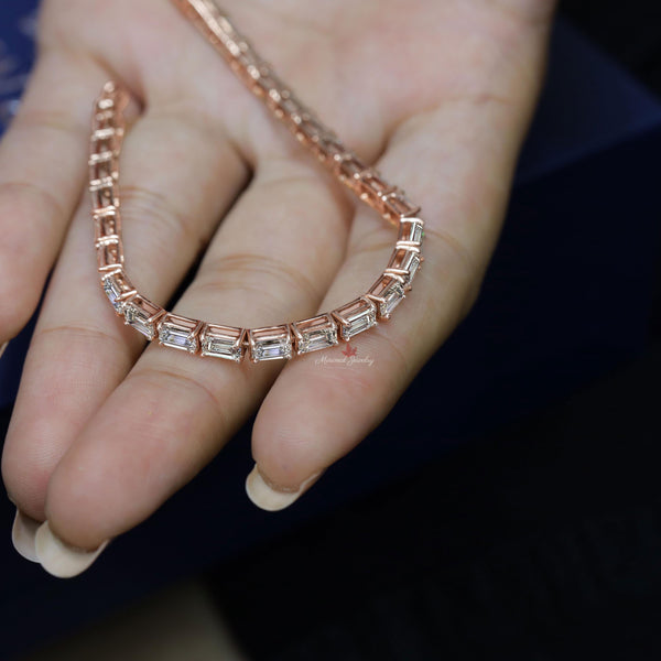 Solid 14k gold Tennis bracelet,emerald moissanite bracelet,yellow,rose,white gold tennis bracelet,dainty lab diamond tennis bracelet,women