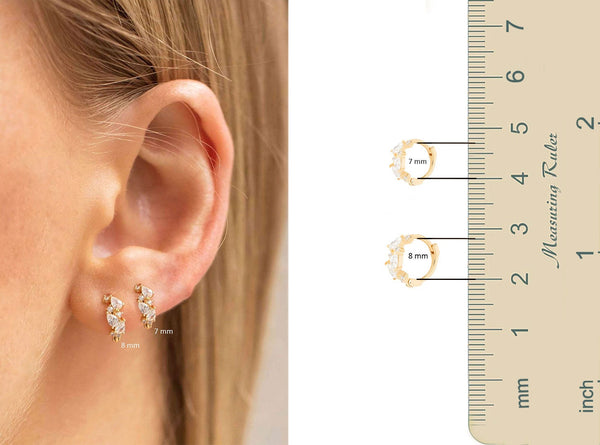 Diamond huggie hoop earrings solid gold hoop earrings small diamond hoops tiny hoop earrings diamond huggie earrings mini cartilage earring