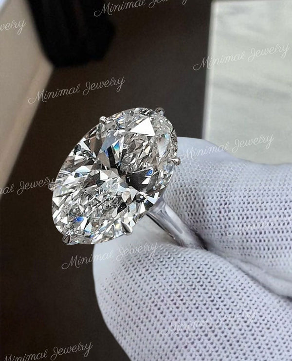 8CT Oval Moissanite Engagement Ring 14K White Gold Solitaire Wedding Ring Women Anniversary GiftLarge Diamond ring Cocktail Statement Ring