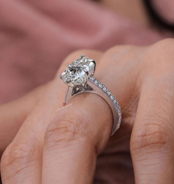 Marquise Moissanite engagement ring 8 CT Large Solitaire marquise Wedding anniversary Ring women gold cathedral big diamond cocktail ring