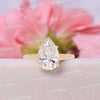 3CT pear moissanite engagement ring,hidden halo solitaire pear shaped engagement ring,pave bridge Cathedral ring,teardrop ring,wedding ring