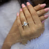 3 CT pear shaped engagement ring solitaire pear moissanite ring hidden halo unique vintage style engagement ring 14k white gold wedding ring