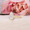 3 CT pear moissanite engagement ring hidden halo claw 4 prong solitaire pear shaped ring custome hand made classic wedding ring for women