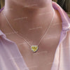Heart moissanite pendant necklace,18k/14k solid gold chain necklace 4.27 CT yellow heart halo pendant moissanite necklace,solitaire necklace