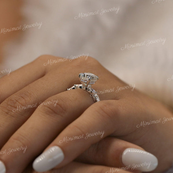 2.5ct oval moissanite engagement ring,hidden halo,14k white gold,solitaire,unique oval engagement ring,bridal wedding ring,women,anniversary