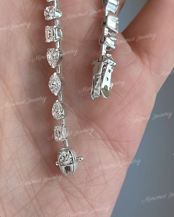 Moissanite tennis bracelet,10k/14k solid gold bezel set bracelet,multi shape moissanite bracelet,luxury eternity,lab diamond tennis bracelet