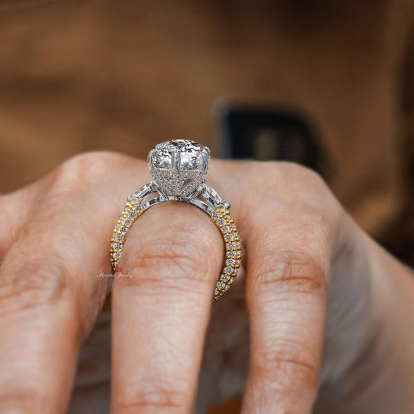 5.5CT Marquise Moissanite engagement ring hidden halo large solitaire marquise cut ring crushed ice moissanite diamond cocktail wedding ring