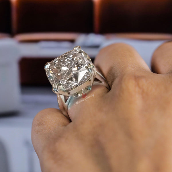 29.5 CT cushion cut moissanite engagement ring large moissanite elongated cushion cathedral ring set diamond cocktail statement wedding ring