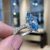 5.5 CT Big Aquamarine engagement ring,white gold,Marquise aquamarine ring,Large diamond statement,blue stone cocktail ring,wedding ring