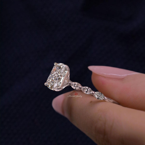 cushion lab grown diamond engagement ring unique solitaire IGI Certified 3 CT elongated cushion cut diamond Wedding Anniversary ring women