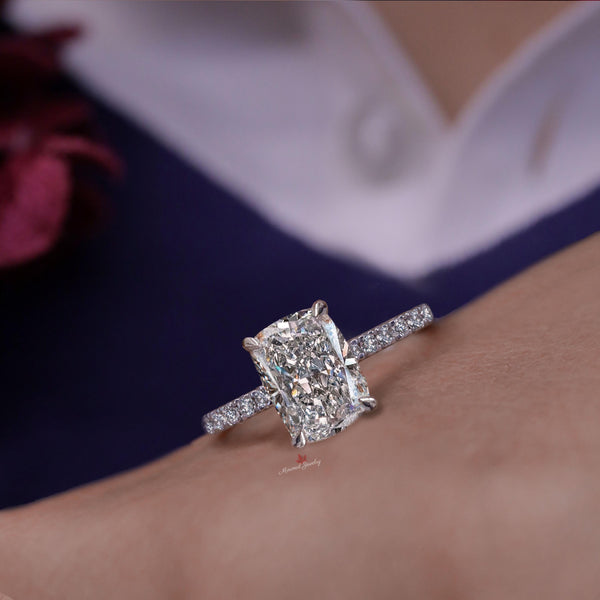 lab grown diamond engagement ring set 3CT elongated cushion cut Lab diamond ring IGI Certified diamond Wedding ring women Anniversary gift