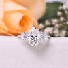 3.46TCW oval moissanite engagement ring,Three stone moissanite ring,white gold,trillion&oval cut moissanite cluster ring,unique wedding ring