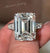 Emerald cut moissanite engagement ring 8CT solitaire hidden halo art deco wide band large diamond wedding ring anniversary gift for women