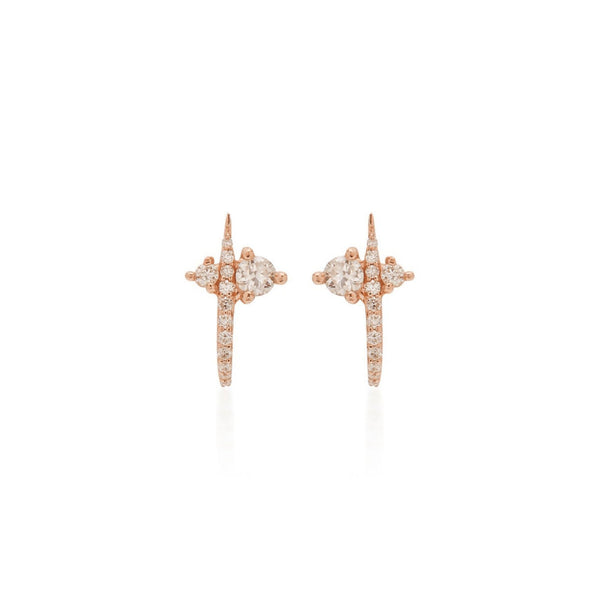 diamond huggie earrings,14k solid gold huggie earrings,diamond huggies,half open huggie hoop earrings,ear hugger,diamond•Cartilage Earring