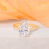 3 CT Pear moissanite engagement ring,hidden halo,14k yellow gold,pear shaped ring,solitaire moissanite ring,wedding ring for women
