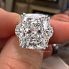 11.5 CT cushion cut moissanite engagement ring Three stone ring half moon&big elongated cushion statement wedding anniversary ring women