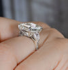 9CT Asscher Cut Moissanite Engagement Ring: Three Stone Wedding Ring