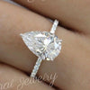 3 CT pear cut moissanite engagement ring,hidden halo pear shaped ring,solitair,pave prong,pear moissanite ring,bridal wedding ring,women