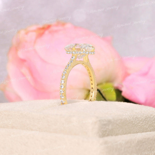 2.5 CT Cushion Cut Moissanite,hidden halo Engagement Ring,solitaire elongated cushion Cathedral ring,kim kardashian ring style wedding Ring