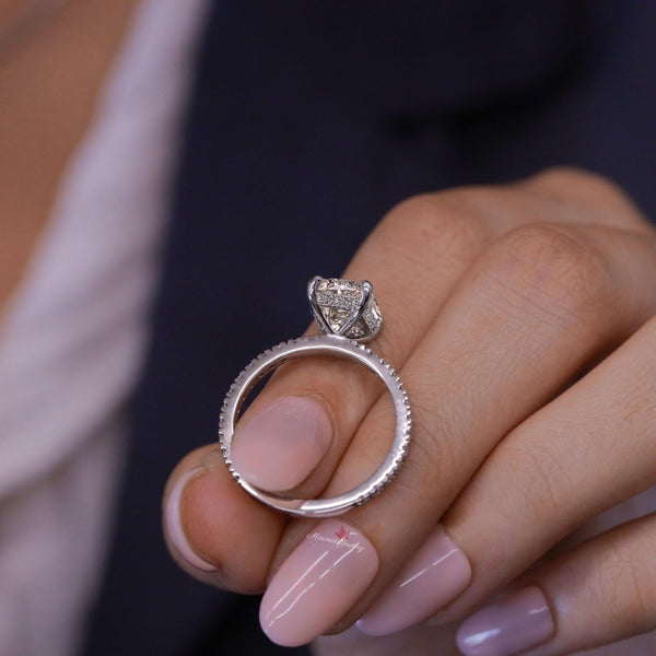 lab grown diamond engagement ring set 3CT elongated cushion cut Lab diamond ring IGI Certified diamond bridal Wedding ring set for women