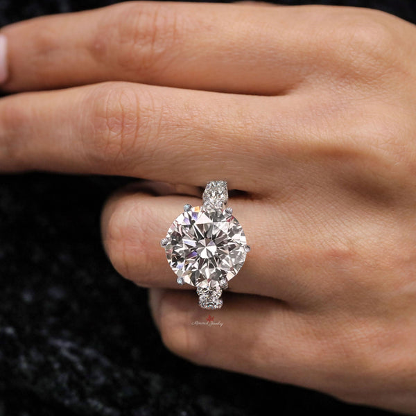 12 ct round moissanite engagement ring thick wide eternity band,hidden halo wedding ring iced out large moissanite diamond cocktail ring