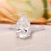 3 CT pear moissanite engagement ring,cathedral ring,hidden halo,solitaire pear shaped ring,pave accent floating ring,wedding ring•women