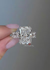 10 CT radiant moissanite engagement ring,luxury unique,hidden halo,wide band,celebrity style big large radiant cut engagement ring,wedding