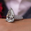 10.5CT Pear Moissanite Engagement Ring Solitaire pear shaped Bridal Jewelry Statement Cocktail Wedding Ring Large diamond Anniversary ring