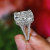 19.5 CT big large cushion cut moissanite engagement ring,celebrity style,split shank,elongated cushion solitaire wedding ring,hidden halo