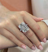 14.5 CT Emerald cut moissanite engagement ring Hidden halo Large Emerald cut moissanite ring big diamond Statement Wedding anniversary ring
