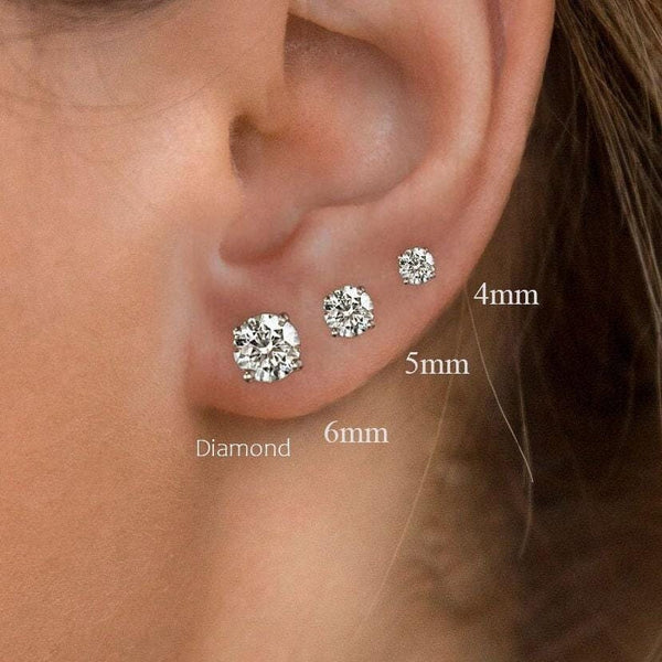 Moissanite earrings studs,4mm,5mm,6mm,moissanite stud earring,screw back,14k/10k gold,cartilage earring,solitaire,lab grown diamond earrings