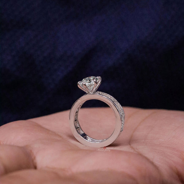 2CT Marquise Moissanite Engagement Ring channel set Solitaire eternity wide band Wedding Ring White Gold Bridal Ring Anniversary Gift ring